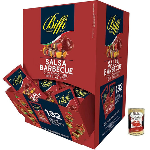 Gaia Biffi Salsa Barbecue BBQ Sauce mit 100% italienischen Tomaten,132 Einzelportionsbeutel à 10 g,Leicht würzig italienisch Original