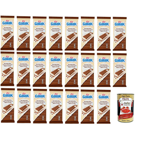 GALAK Choco Milk Riegel GALAK Choco Milk gefüllter Milchschokoladenriegel 23x100g Original italienisch inkl. Italian Gourmet Polpa 400g 8032804040014