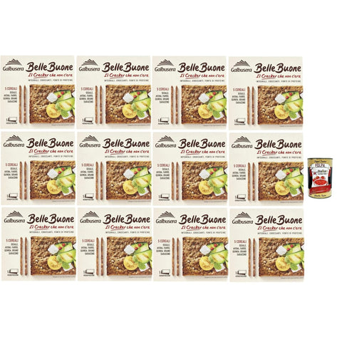 Galbusera Chips Galbusera BELLEBUONE, cracker mit 5 Getreide: Roggen, Hafer, geschrieben, Quinoa und Buchweizen, 12x 200g Original italienisch inkl. Italian Gourmet Polpa 400g 8032804040014