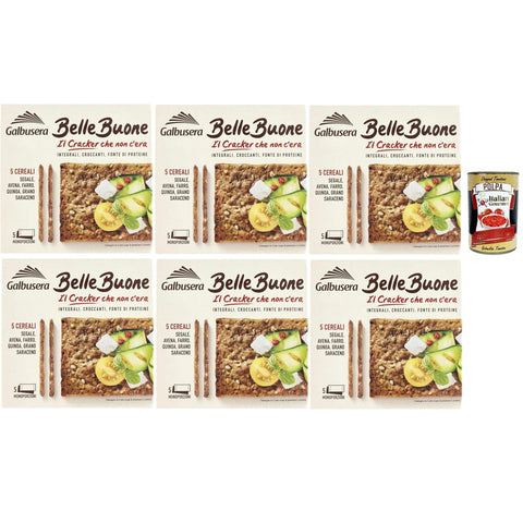 Galbusera Chips Galbusera BELLEBUONE, cracker mit 5 Getreide: Roggen, Hafer, geschrieben, Quinoa und Buchweizen, 6x 200g Original italienisch inkl. Italian Gourmet Polpa 400g 8032804040014