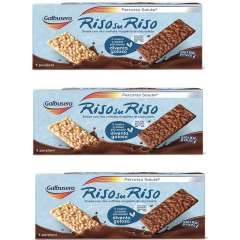 Galbusera Riso su riso Crackers Puffreis mit Schokolade überzogen 150 g 3x italienisch Original
