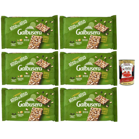 Galbusera RisosuRiso Chips Galbusera RisosuRiso Croccantezza Integrale Krümelige Cracker mit knusprigen Körnern aus 100% italienischem Puffreis 6x380 g italienisch Original + kostenlos polpa 8032804040014