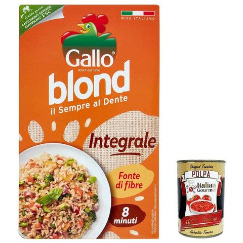 6x Riso Gallo, Riso Blond Integrale, Voller Reis, Faserquelle, Geschmack und Wellness, parboilierte Methode, ideal für gesunde Gerichte, Kochen 8 Minuten, 500 g