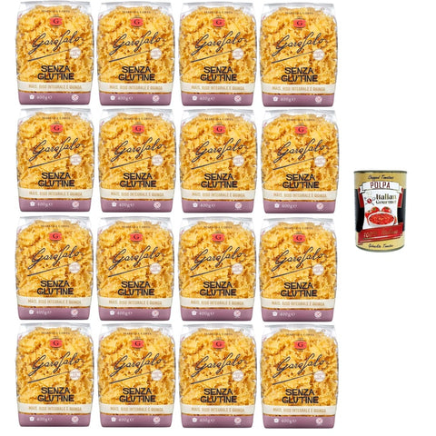 Garofalo Kurze Pasta Garofalo Mafalda Corta Glutenfreie Pasta, Glutenfreie Pasta aus Mais, Naturreis und Quinoa 16x400gr inkl. Italian Gourmet polpa 400g Original italienisch 8000139929809