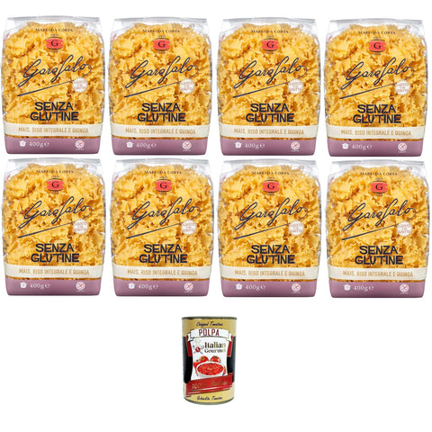 GAROFALO Mafalda Corta Glutenfreie Pasta,Glutenfreie Pasta aus Mais, Naturreis und Quinoa 8x400gr Original italienisch inkl. Italian Gourmet Polpa 400g