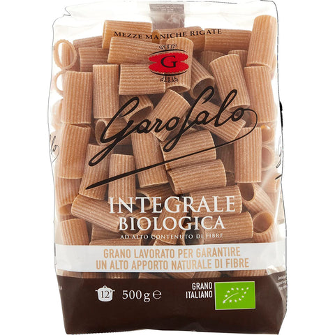 Garofalo Pasta Integrale Mezze maniche rigate Vollkorn-Hartweizen Bio-Produkt 500 g 10x italienisch Original + kostenlos polpa 400 g