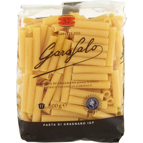 Garofalo Sigarette Ziti N. 57 Neapolitanische Hartweizengrieß Packung mit Pasta IGP 500 g 10x italienisch Original + kostenlos polpa 400 g