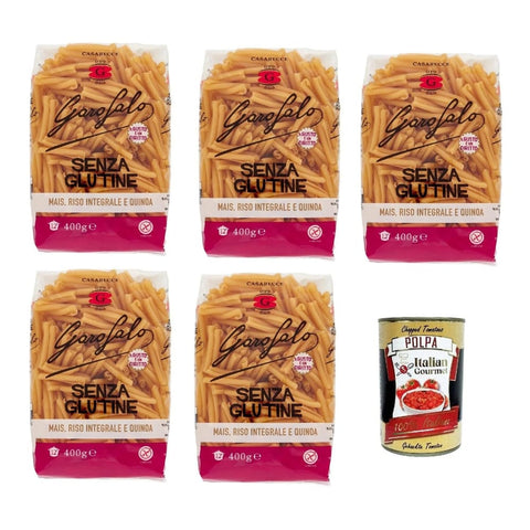 Garofalo Nudeln & Pasta Garofalo Casarecce Senza Glutine Glutin free, glutenfrei Pasta Noodles 5x 400 g inkl. Italian Gourmet Polpa 400 g Original italienisch 8000139929779