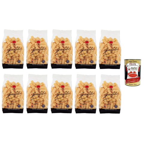Garofalo Nudeln & Pasta Garofalo Rigatoni No. 35 Neapolitanische Hartweizengrieß Packung mit Pasta IGP 10x 500g inkl. Italian Gourmet polpa 400g Original italienisch 8000139000355
