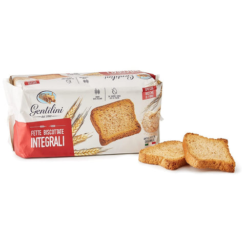Gentilini Zwieback Gentilini Fette Biscottate Integrali Vollkorn Zwieback Brot Backwaren reich an Ballaststoffen 100% Italienisches Produkt 175 g italienisch Original 8007465141110