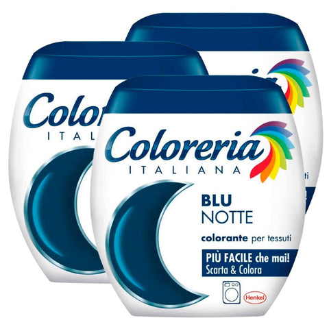 Grey Coloreria Italiana Stofffarbe Farbstoffe für Stoffe in der Waschmaschine, Farbe Nachtblau Alles in einer Formel - 3 Packungen à 350 g 3 x Original italienisch