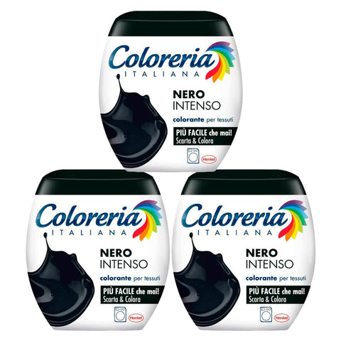 Grey Coloreria Italiana Textilfarbe für Waschmaschinen kräftiges Schwarz belebt oder verändert die Farbe der Kleidungsstücke – 3 Packungen Einzeldosen