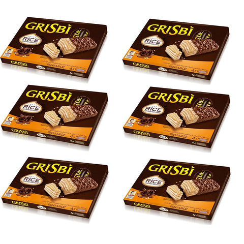 Grisbi Matilde Vicenzi Snack Rice con Riso Soffiato Kekse Waffel mit Milchcreme überzogen mit Schokolade und Puffreis 4x30g Original italienisch