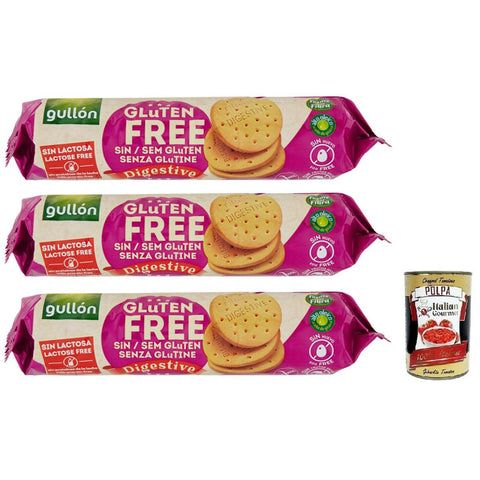 Gullon Gullón Gluten Free Digestive Biscotti Senza Glutine Kekse Glutenfrei 150 g 3x italienisch Original + kostenlos Polpa di Pomodoro 400 g Dose