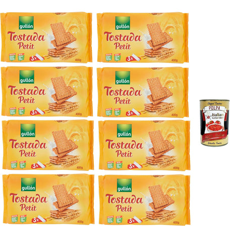 Gullon Biscotti Tostada Petit Tostada Petit Kekse 8x400 g italienisch Original + kostenlos polpa 400 g
