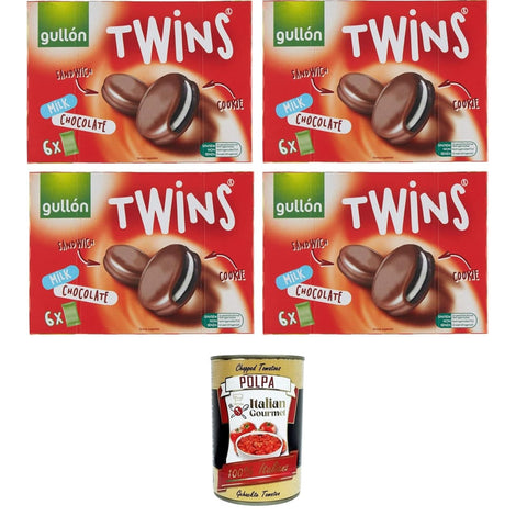 Gullon Kekse Gullon Biscotti Twins Milchschokolade Mit Sahne gefüllte und mit Vollmilchschokolade überzogene Kakaokekse 4x 252gr inkl. Italian Gourmet polpa 400g Original italienisch 8032804040014