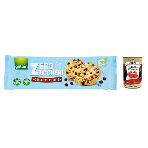 Gullon Gullón Choco Chips Senza Zuccheri Kekse mit Schokoladenstückchen Zuckerfreie Packung mit 150g italienisch Original