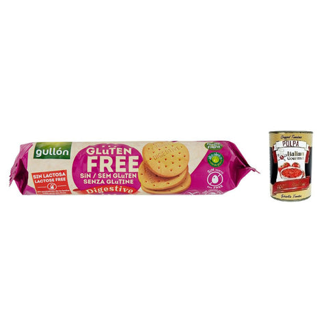 Gullon Gullón Gluten Free Digestive Biscotti Senza Glutine Kekse Glutenfrei 150 g italienisch Original + kostenlos Polpa di Pomodoro 400 g Dose