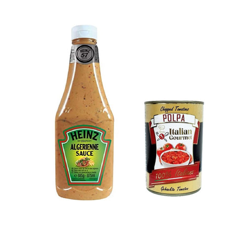 Heinz Salsa Heinz Algerienne Sauce Flasche Algerische Sauce -Chips Gewürz 875 ml italienisch Original Kartoffelchips + kostenlos polpa 400 g