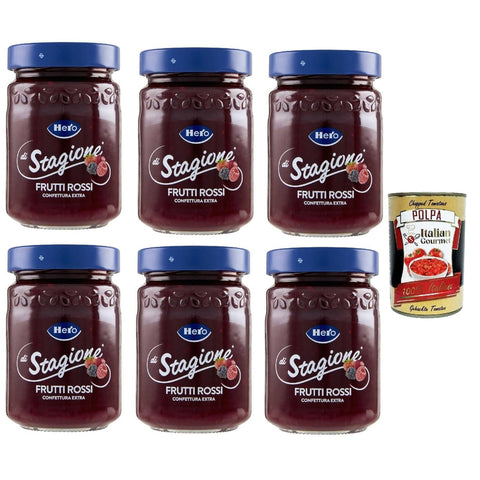 Hero Confettura Frutti Rossi di Stagione, 6x 350 g, Saison Rote Früchte, Marmelade und zusätzliche Marmelade mit saisonalen Früchten, hochwertiger Früchte italienisch Original