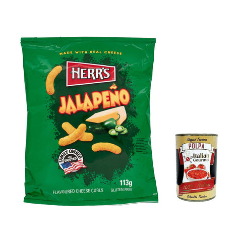 Herr's Jalapeño Cheese Curls Kartoffel chips Jalapeño-Käse Geschmack 113 g 12x italienisch Original Kartoffelchips + kostenlos polpa 400 g