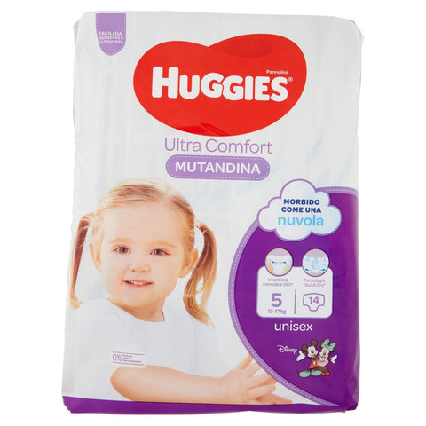 HUGGIES PANNOLINI Mutandina Einweg-Windeleinlagen, Kinder/Mädchen, Windel, 12 kg, 17 kg, mehrfarbig, 14 Stück (S)) Original italienisch