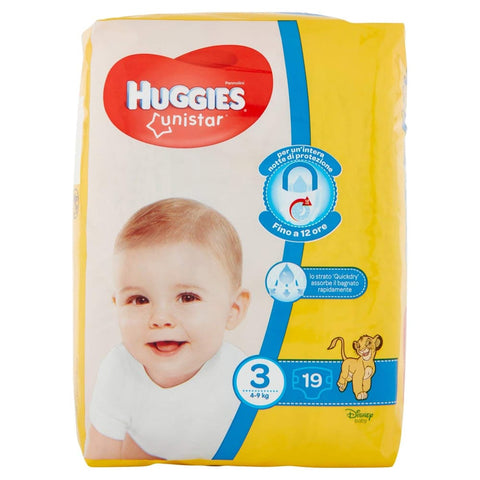 Huggies Babywindeln Huggies Unistar, Größe 3 (4 – 9 kg), 20 Windeln Babywindeln italienisch Original 5029053538969