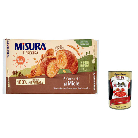 Misura Fibraextra Cornetti Integrali Al Miele Vollkorn Croissants mit Honig 300 g Abgepackte Gebäckstücke italienisch Original