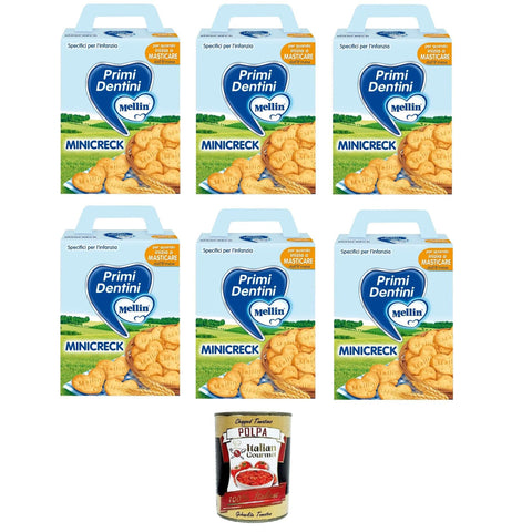 Mellin Mini Creck Primi Dentini Mini Creck Erste Zähne 6x 180 g Abgepackte Gebäckstücke italienisch Original