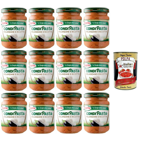 Berni Condipasta Melanzane e Ricotta Auberginen- und Ricotta-Konfitüre-Gewürz für erste Gänge und Bruschetta 12x130 g italienisch Original Pastasauce + kostenlos