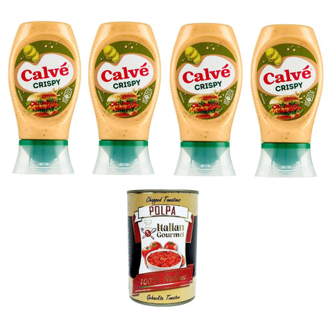 Calvé Salsa Crispy Knusprige Calvé-Sauce 4x250 ml italienisch Original + kostenlos polpa 400 g