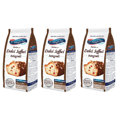 Le Farine Magiche Lo Conte Farina di Grano Tenero Integrale per Dolci Soffici Vollkorn Weichweizenmehl für Weiche Desserts 500 g Italienisches Mehl italienisch Original