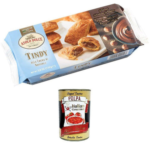 Asolo Dolce Tindy Ripieni di crema a Nocciola Gefüllt mit Haselnusscreme 110 gr Brot & Backwaren italienisch Original