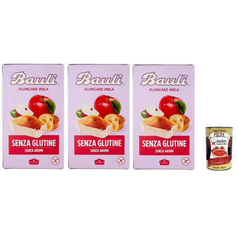 Bauli Buonessere PLUMCAKE mit Apfel glutenfrei, laktosefrei, ohne Aromen 132 gr + italienisches Gourmet Fruchtfleisch 400 g italienisch Original