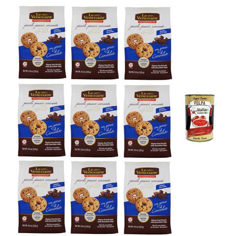 Le Veneziane Frollini con gocce di cioccolato senza glutine Mürbeteigkekse mit glutenfreien Schokoladenstückchen 9x250g Original italienisch