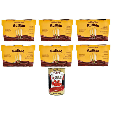 Nutkao Crema Al Cacao Con Nocciole E Grissini Kakaocreme mit Haselnüssen und Grissini 6x104 gr italienisch Original
