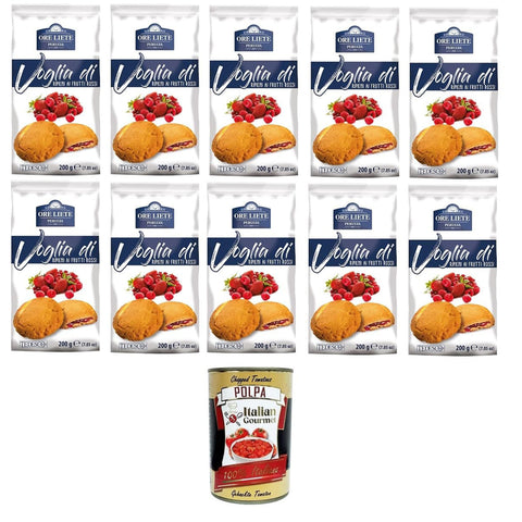 Ore Liete Perugia- Voglia Di Biscotti di frolla ripieniai frutti rossi Lust auf Mürbeteigkekse gefüllt mit roten Früchten 10x200 g italienisch Original + kostenlos