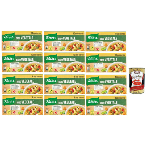 Knorr Dado Vegetale dado brodo Suppen würfel Brühe 10 pz Nachhaltige Gemüsebrühe glutenfrei Laktose und Konservierungsmittel für Suppen Gemüsebrühwürfel 12x