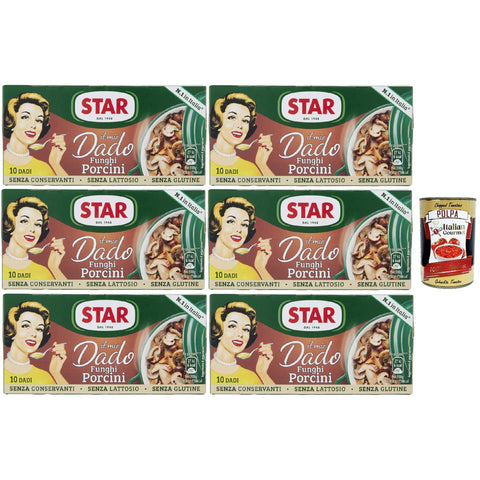 Star dado funghi porcini brodo Steinpilze Suppenwürfel Brühe 10 pz. 6x100 g italienisch Original Pastasauce + kostenlos polpa 400 g