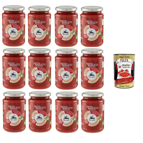 Alce Nero Pomodoro con basilico Tomate mit Basilikum 12x350 gr Camparitomaten italienisch Original