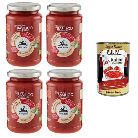 Alce Nero Pomodoro con basilico Tomate mit Basilikum 4x350g Original italienisch Camparitomaten