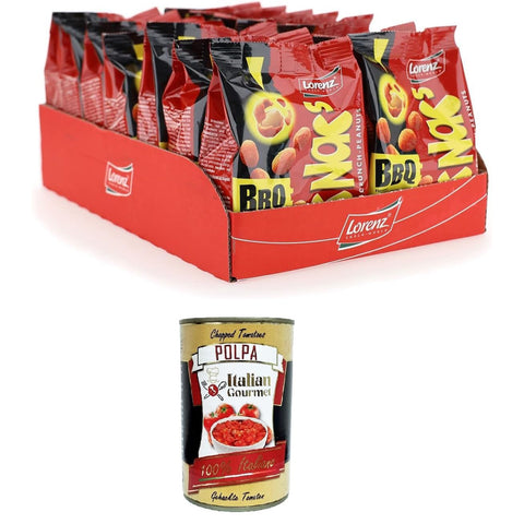 Lorenz Nic Nac Barbecue BBQ – Nic Nac's The Double Crunch Penauts 14x110 g italienisch Original Pastasauce + kostenlos polpa 400 g