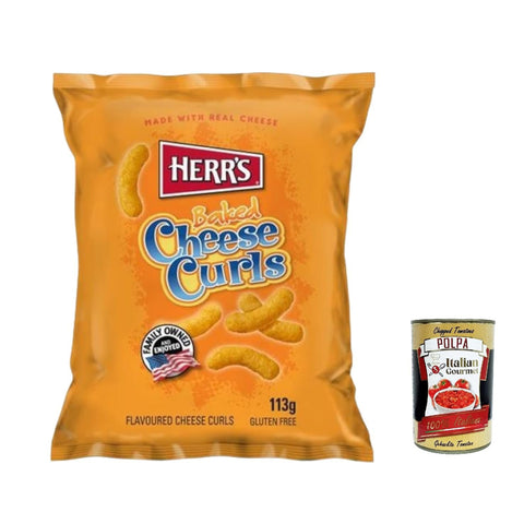 Herr's Baked Cheese Curls Flips Chips, Kartoffel chips snack Käse Geschmack 113 g italienisch Original