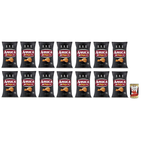Amica Chips Patatine BBQ Sauce,Kartoffelchips mit Barbecuesauce,Salziger Snack Knusprig und Lecker,Glutenfrei,50 g Beutel italienisch Original