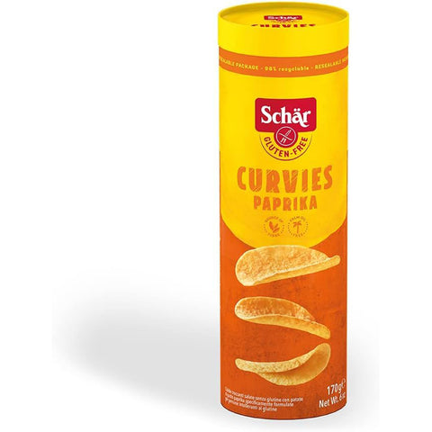 Schär Curvies Paprika, herzhafter Snack auf Kartoffelbasis, glutenfrei und palmölfrei, vegan, 170 g italienisch Original