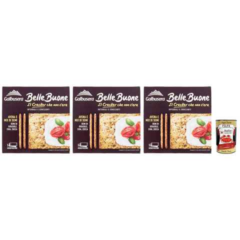 Galbusera BELLEBUONE, Cracker mit Hafer und Sonnenblumenkernen, Chia und Kürbis 3x200g Original italienisch Snack