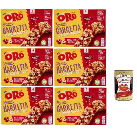 Oro Saiwa, Barretta ai Cereali Integrali e ai Mirtilli Rossi e Nocciole, Riegel snack mit Ganzes Getreide und Blaubeer und Haselnüsse 6x160 g italienisch