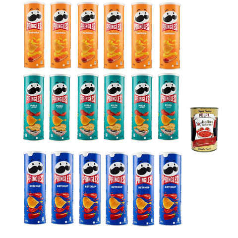 Testpaket Chips Ketchup, Paprika und Pizza der unwiderstehliche Snack in der praktischen Dose knackige Chips Einzelpackung 18x 175 g italienisch Original
