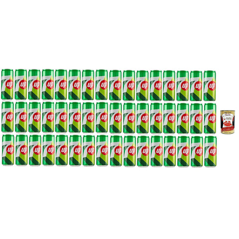 7UP soft drink lemonade, Limonade mit Zitronen und Limettengeschmack in dosen aus 100 Prozent recyceltem Material 48x33cl Original italienisch Getränk