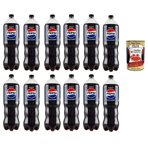 Pepsi Cola Senza Zucchero Zero, Erfrischungsgetränk mit Süßungsmitteln, ungesüßt 12x1l Original italienisch